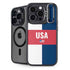 USA Flag Color Block iPhone 15 Pro Kickstand Case